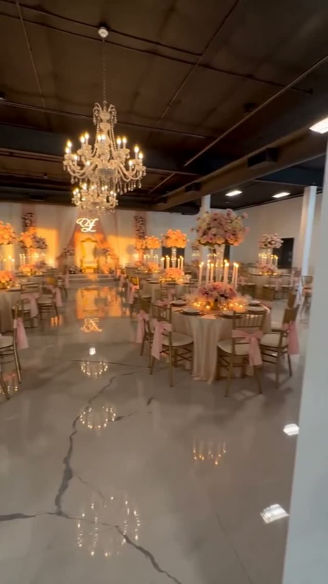 Quinceañera — Ivory & Blush, AI-staged in a real venue