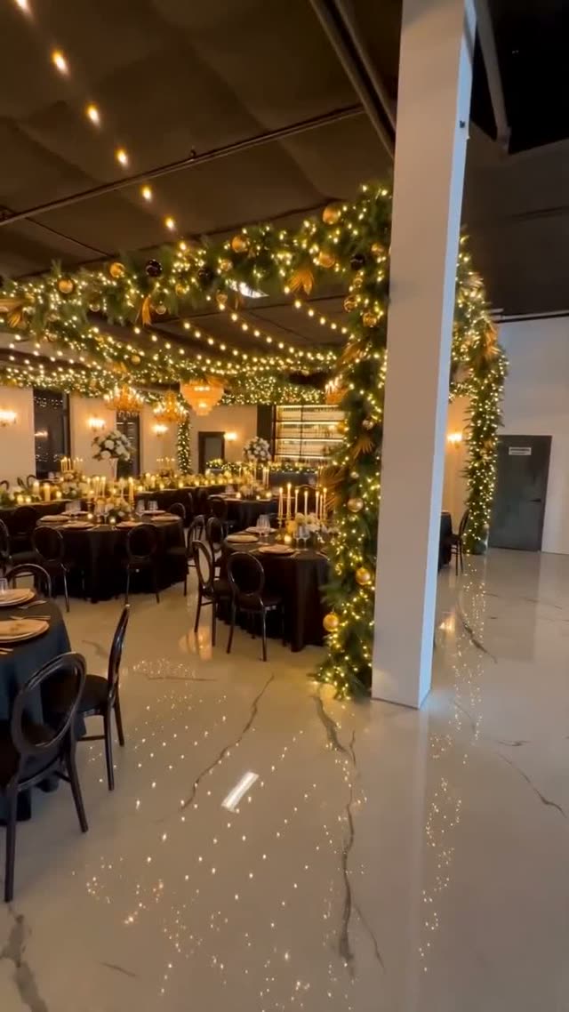 Holiday Party — Black & Gold, AI-staged in a real venue